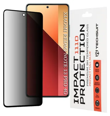 Produktbild von Techsuit Privacy Full Cover Impact Protection Blickschutzfolie für Xiaomi Redmi Note 13 Pro / Xiaomi Poco M6 Pro - Schwarz