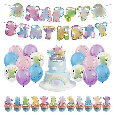 Geburtstagsdeko-Set mit Ballons, Banner und Tortenaufsatz