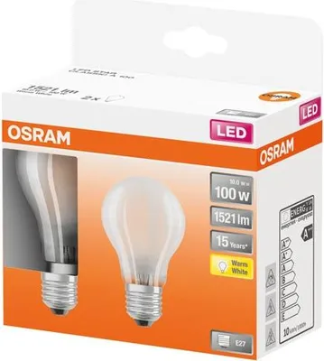 Image de Ampoule Led E27 Verre Dépoli éclairage Led 10w Chaud, Lot De 2 - Ledvance  Gp