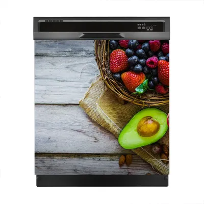 Produktbild von Aufkleber sticker 60x60 cm Dekorative folie Spülmaschine - Früchte auf Holz