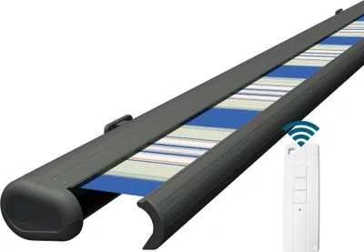 Produktbild von Eclipse Premium elektrische Vollkassettenmarkise Grau 3,5x3 m Tuch: Meeresfarben