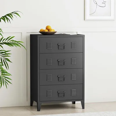 Image de Meuble de rangement - Design industriel - Acier - 80x40x92 cm - Avec tiroirs ventilés