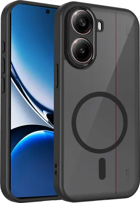 Produktbild von Magnetisch Hülle für Xiaomi Redmi Turbo 4 Pro/Poco F7, Handyhülle Transluzente Hart PC Rückseite TPU Stoßfest Schutzhülle Schwarz