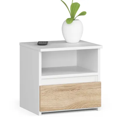 Obrázok produktu pre Akord Nočný Stolík Bielo-Dubový V Modernom Štýle 40X35X40 Cm