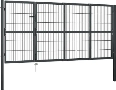 Image de vidaXL Portail de jardin avec poteaux acier 350×120 cm Anthracite