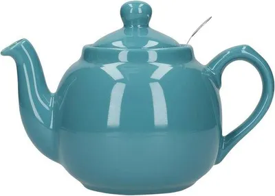 Obrázek produktu pro Malá konvička s sítkem a 2 šálky – keramika, aqua, 600 ml