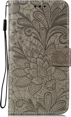 Produktbild von Mobigear Blumen-Handyhülle für Xiaomi Mi 10 Pro – Klapphülle/Etui mit Geldbörsenfunktion – Grau