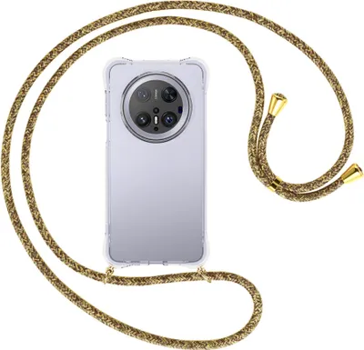 Produktbild von Handykette Backcover-Schutzhülle mit Band (Metall goldfarben) für Huawei Mate 70 Pro - braun+beige