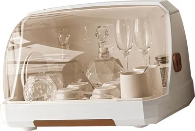 Image de Organisateur de rangement multifonctionnel Porte-tasses de bureau Porte-tasses séchantes Porte-tasses en verre anti-poussière avec couvercle Drainage Grand Marron