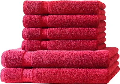 Produktbild von 6 tlg. Handtuch Set - Rot - 500g/m²  - 2 Duschtuch 4 Handtuch - 100% Baumwolle