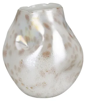 Productafbeelding van Casablanca, ronde vaas "Crumple" in crème/bruin met glans, met een oppervlaktestructuur, hoogte 21 cm, opening diameter 9 cm, artikelnummer 50937
