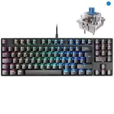 A gaming keyboard with RGB lighting and a mechanical switch.