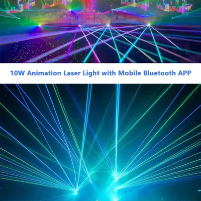 Obrázek produktu pro Laserový projektor 10W, RGB, plnobarevné animace – profesionální osvětlení pro pódium a DJ