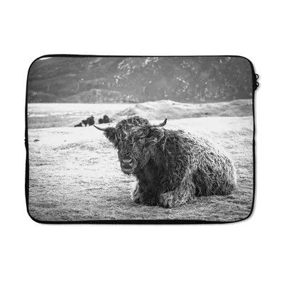 Produktbild von MuchoWow® Laptop Hülle 13 Zoll Schottischer Highlander - Berg - Tiere Laptoptasche - Laptophülle - Sleeve - Rundumschutz