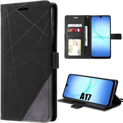 Image de Coque pour Samsung Galaxy A17 4G/5G, Protection Rabat Anti-Rayures Antichoc Synthécuir Noir