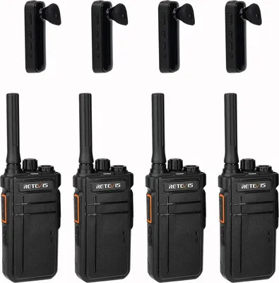 Image de Retevis RB637 Talkie-Walkie Bluetooth, radio PMR446 avec oreillette sans fil, 2000 mAh, VOX, pour activités familiales école (noir, 4 pièces)