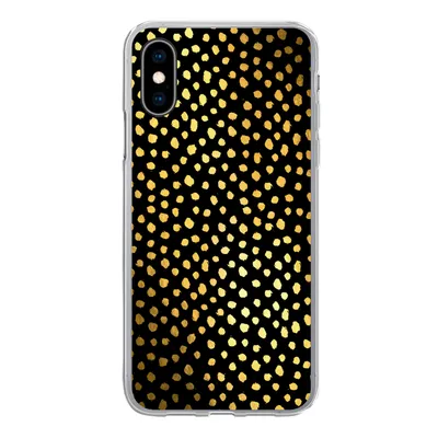 Produktbild von MuchoWow® Handyhülle Schutzhülle Hülle für iPhone X Polka dots - Gold - Schwarz Silikon Softcase Handy Hülle - Handyhülle