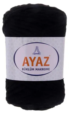 250g Strickgarn Büklüm Makrome Baumwollgarn schwarz