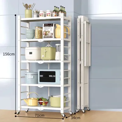 Produktbild von 360Home klappbare Lagerung abnehmbar Regal mit Rädern Weiß 5 Ebenen