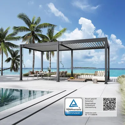 Produktbild von Deluxe Pavillon Terrassenüberdachung Aluminium 3 x 6 M anthrazit
