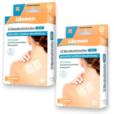Produktbild von 2x Lifemed Wundnahtstreifen 2x 10 Stück - 6mm x 100mm