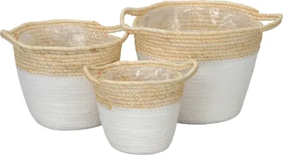 Produktbild von Korb mit Henkel 3erSet natur/weiss Seegras Ø17-23 cm