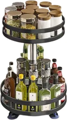 Produktbild von Famanu Küchen Organizer 360° drehbar - Schwarz - 2 Etagen
