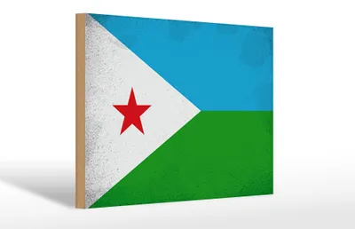 Produktbild von Holzschild Flagge Dschibuti 30x20cm Flag Djibouti Vintage