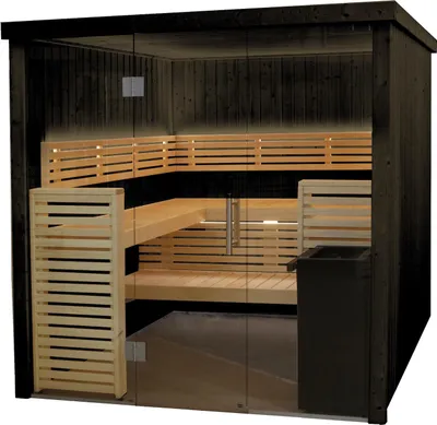 Produktbild von Harvia Fenix 2020S Sauna Saunakabine aus Fichte schwarz Indoor-Sauna 206 x 203 x 201 cm