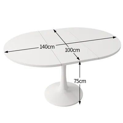 Immagine prodotto di Abrihome Tavolo da pranzo ovale allungabile - da 100 a 140 cm - Tavolo da pranzo moderno semplice Tavolo da caffè per il tempo libero - Bianco