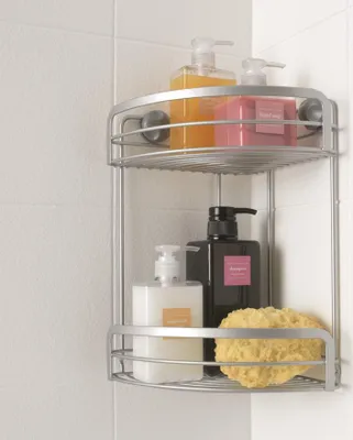 Produktbild von Eckregal ohne Bohren Badregal 20x20x30cm Duschablage silber Duschregal Bad Regal