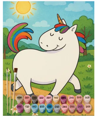 Produktbild von Mr. & Mrs. Panda Malen nach Zahlen Einhorn Stolzieren Design 40 x 50 cm Mit Rahmen - Weiß - Geschenk, Pferd, malset, diy set, Unicorn, Einhörner, Bunt, Zahlenbild, Reiten