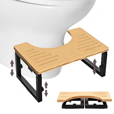 Image de Siège de toilettes réglable en hauteur, en bois et en métal, pliable