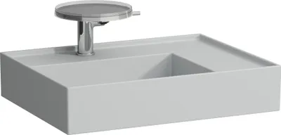 Produktbild von LAUFEN Laufen Waschtisch KARTELL 600x460mm Abl. re o ÜL 3 HL-Ausf. grau