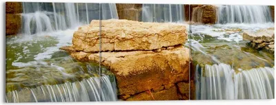 Produktbild von Bild auf Leinwand - Leinwandbild - Wasserfall Steine Wasser - 150x50cm - Wand Bild - Wanddeko - Leinwanddruck - Bilder - Kunstdruck - Wanddekoration - Leinwand bilder - Wandkunst - CA150x50-0122