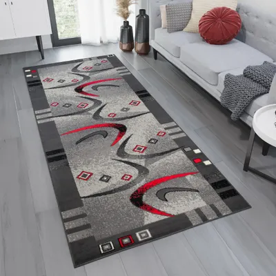 Produktbild von Tapiso Teppichläufer DREAM Creme Grau Rot Schlafzimmer  70 x 150 cm