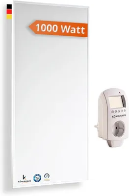 Imagen del producto de Calefacción infrarroja de 1000 W - Termostato - Modelo ecológico - 14-26 m² |  SÜD, calefacción infrarroja de pared de bajo consumo energético, calefactor eléctrico con protección contra sobrecalentamiento