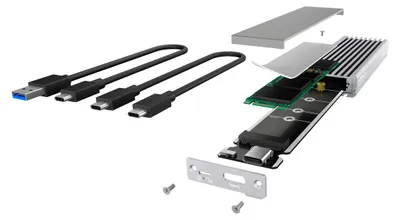 Produktbild von ICY BOX IB-1817Ma-C31, Type-C® USB 3.2 Gen 2 zu PCIe NVMe M.2 2230/2242/2260/2280 SSD Gehäuse mit Schreibschutz, SSD-Gehäuse, M.2, PCI Express 3.0, 10 Gbit/s, USB Anschluss, Silber