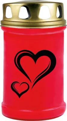 Image de Bougie funéraire rouge 48h ( couvercle or ) - coeur
