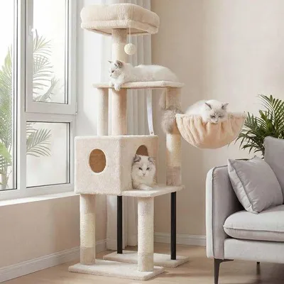 Produktbild von Kattentoren für Hauseingänge, 125 cm, stabiler Stahlrohrbau, weicher Plüschsitz, versteckter Aufenthaltsbereich