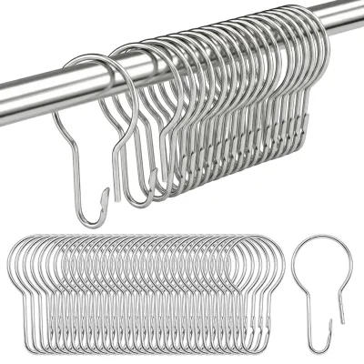 48 Duschvorhangringe, 69 x 34 mm, robuste Metallhaken