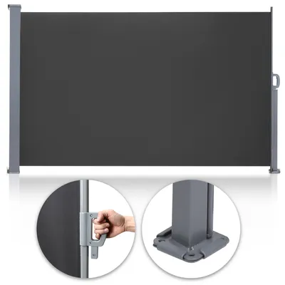 Obrázek produktu pro Yakimz Boční markýza Výsuvná hliníková boční markýza Zahradní markýza Slunečník s krytem proti dešti 160x300 Grey