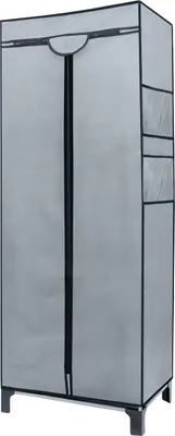 Produktbild von Intirilife Faltschrank 68 x 45 x 175 cm in GRAU - Mit Reißverschluss Stoffschrank Kleiderschrank mit Kleiderstange, Fächern und Seitentasche - Camping Steckschrank Textil Garderobe