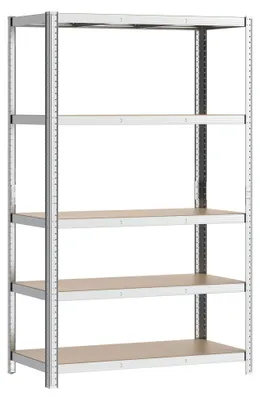 Produktbild von Wiltec Schwerlastregal 100x50x200cm, 200kg/Ablage, Steckregal verzinkt aus Stahl, Lastenregal mit 5 Ablagen, Werkstattregal