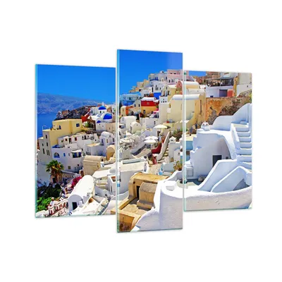 Produktbild von Bilder auf glas - Griechenland insel tourismus santorini - 130x100cm - Glasbilder - Wandbilder - Kunstdruck - Wanddekoration aus Glas - Glas Bilder - Wandbild auf Glas - GCB130x100-2651