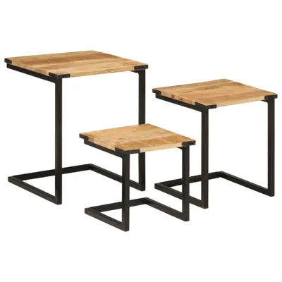 Produktbild von vidaXL Satztische 3 Stk. Massivholz Mango und Eisen