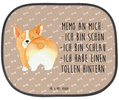 Produktbild von Mr. & Mrs. Panda Auto Sonnenblende Corgi Po - Hundeglück - Geschenk, Hund, Autoscheiben Sonnenschutz, Sprüche, hitzeschutz, Fürs, für, Positiv, Spruch, Motivation