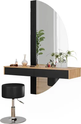 Produktbild von Schminktisch Vicco Melisa Schwarz 120 cm mit Beleuchtung und Hocker, Model 47690