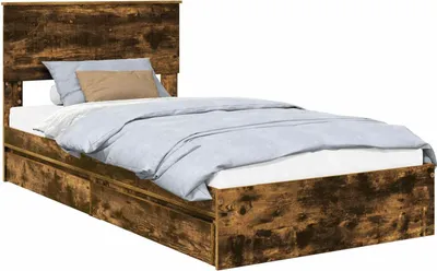 Zdjęcie produktu dla vidaXL Łóżko do przechowywania dąb wędzony 100 x 200 cm materiał drewnopochodny