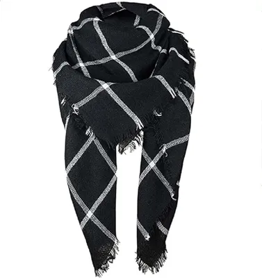 Produktbild von STILVORA Schals, Herbst/Winter Foulard aus Fleece-Imitat mit Karo-Muster, Weich und Warm, Doppelseitig Tragbar, Perfekt als Schals oder Tücher für Damen und Herren, Schwarz